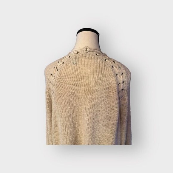 Women’s torrid 1 Oatmeal / Cream Knit Cardigan with Corset Laced Shoulders 14 16 - Picture 5 of 10